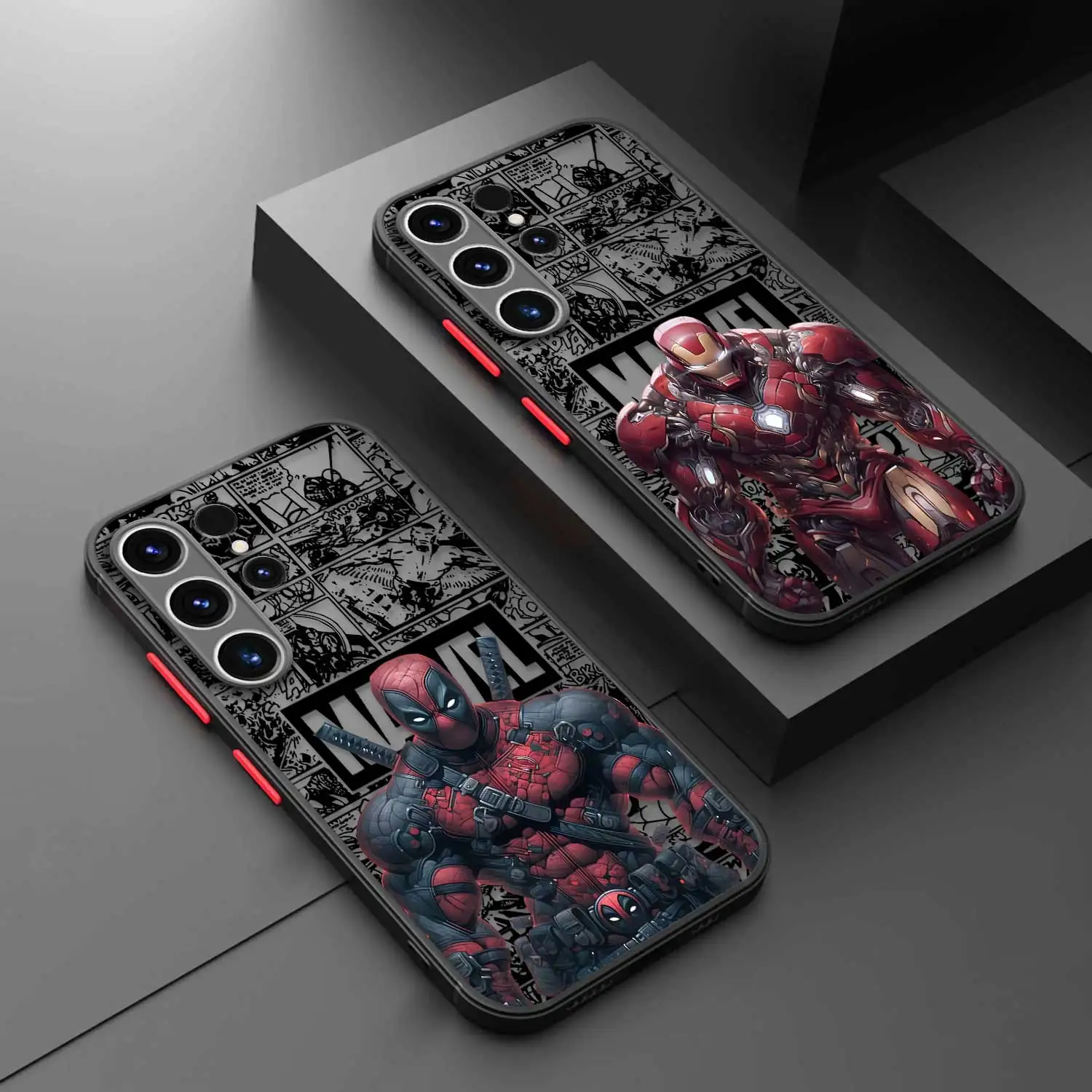 Matte Case For Samsung S23 S22 S21 S20 FE Ultra S10 S9 S8 Plus Note 10Plus 20Ultra Funda Marvel Deadpool Iron Man