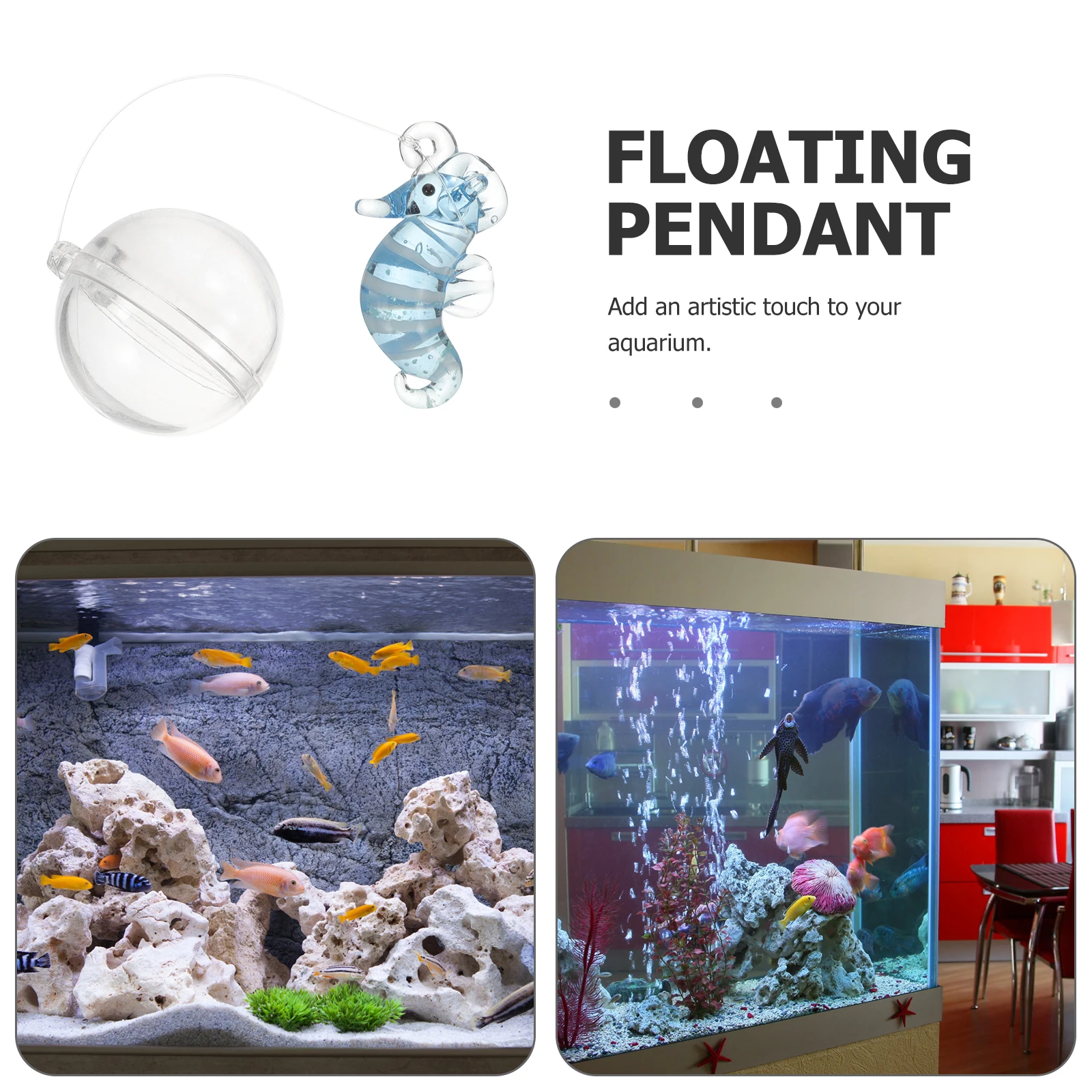 

Glass Fish Tank Floating Seahorse Ornament Ocean World Theme Glowing in Dark Decorative Aquarium Floating Pendant Fish Tank