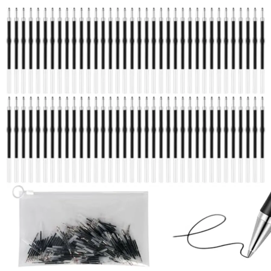 

200Pcs Beadable Pens Refills - 1.0mm Ballpoint Pens Supplies - Black Ink 2.44 Ih