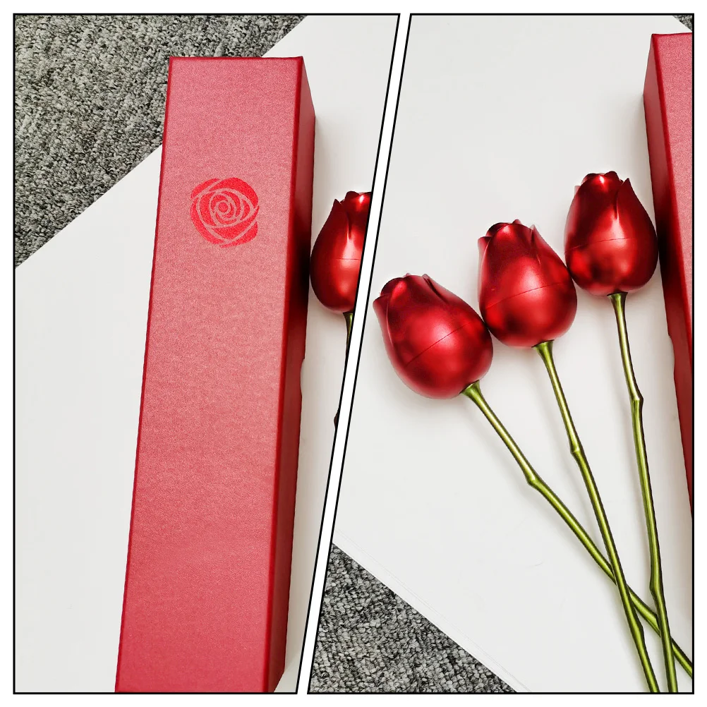 1Pcs Creative Rose Shape Ring Box Durable Material Proposal Engagement Wedding Gift Rose Shape Jewelry Box Creative Ring Case