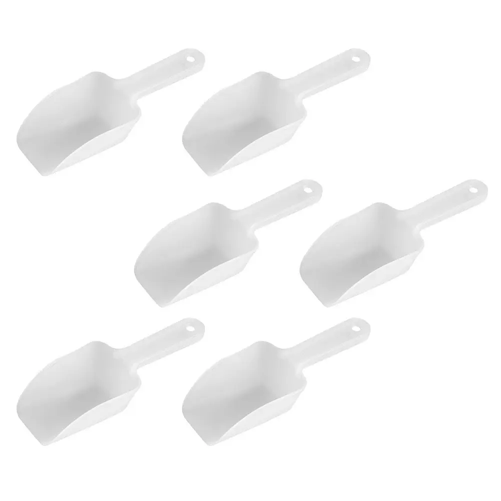 6Pcs Ice Scoop Flat Bottom Plastic Scooper for Ice Popcorn Flour Sugar Salt Dog Food Bird Seed Lawn Fertilizer Kitchen Utensils