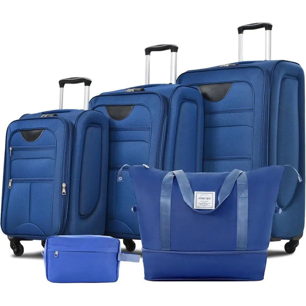Juego de Maletas Expandible de 3 Piezas con Bolsas Dobles, 22 26 30, Candado TSA, Ruedas Giratorias, Azul Marino