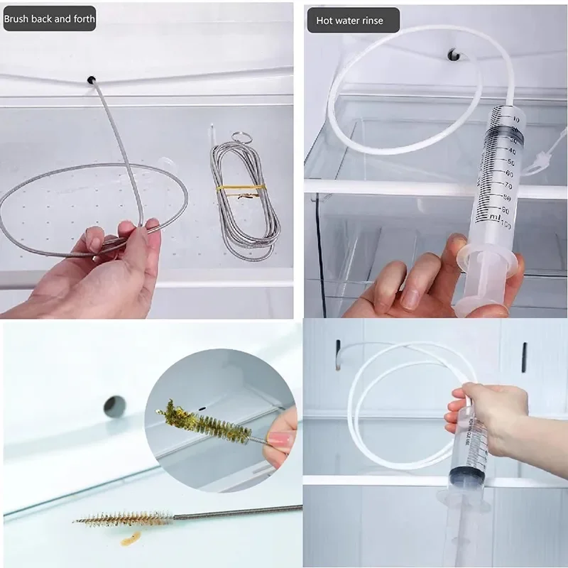 5Pcs/Set Refrigerator Drain Hole Clog Remover Dredge Cleaning Tools Fridge Hole Brush Water Outlet Cleaner for Household Clean image 4
