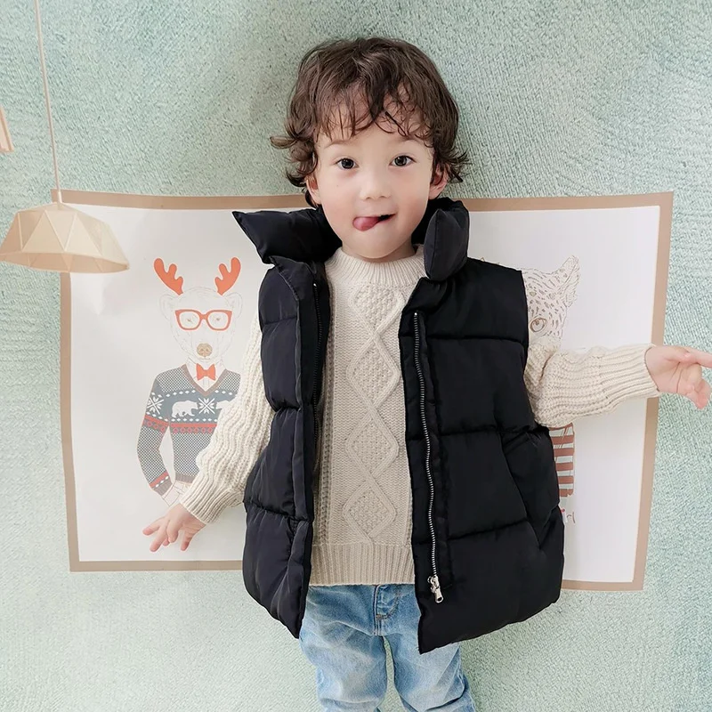 

Boys Vest Baby's Kids Waistcoat Down Jacket 2024 Simple Warm Plus Thicken Winter Autumn Teenagers Windproof Christmas Gift Child