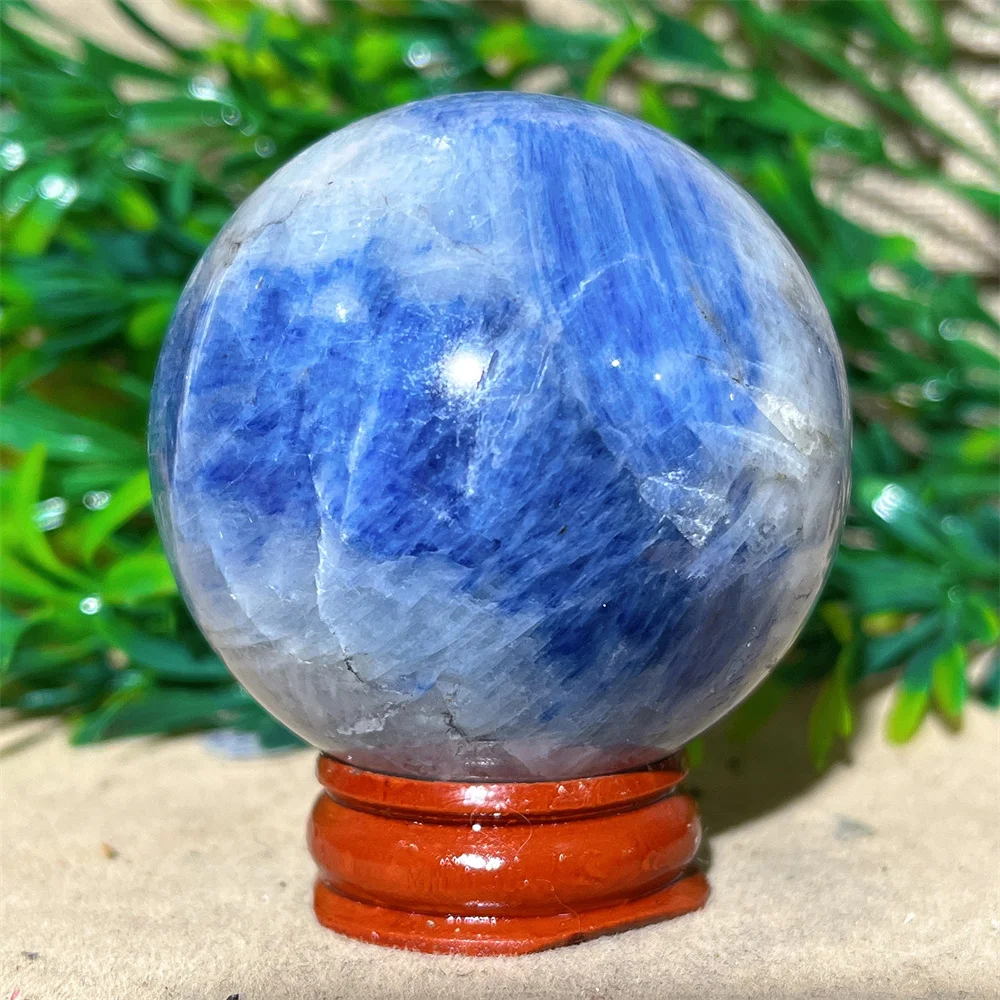 

Natural Blue Kyanite Crystal Sphere Ball Stone Carving Quartz Mineral Beauty Gemstones Minerals Ornaments Home Decoration+Stand