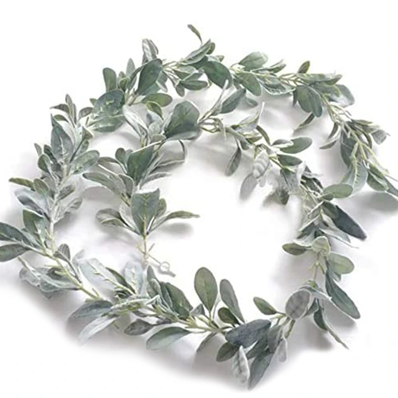 

6.7 Ft Lambs Ear Garland Artificial - Succulent Garland - Fall Eucalyptus Garland - Leaf Mantle Garland