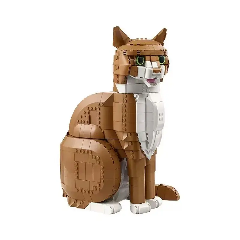 2026 New Orange Black and White Cow Cat Animal Model Building Blocks Assemble Cute Cartoon Bricks Puzzle Toys For Gifts