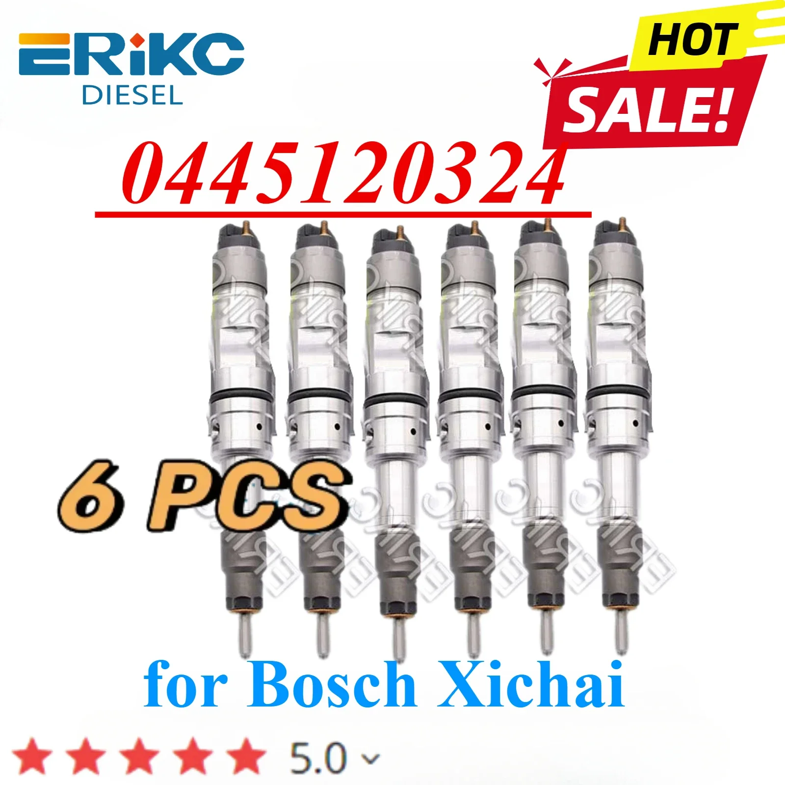 6PCS 0445120324 Fuel Injector 0 445 120 324 Common Rail Sprayer Engine Nozzle for Bosch Xichai