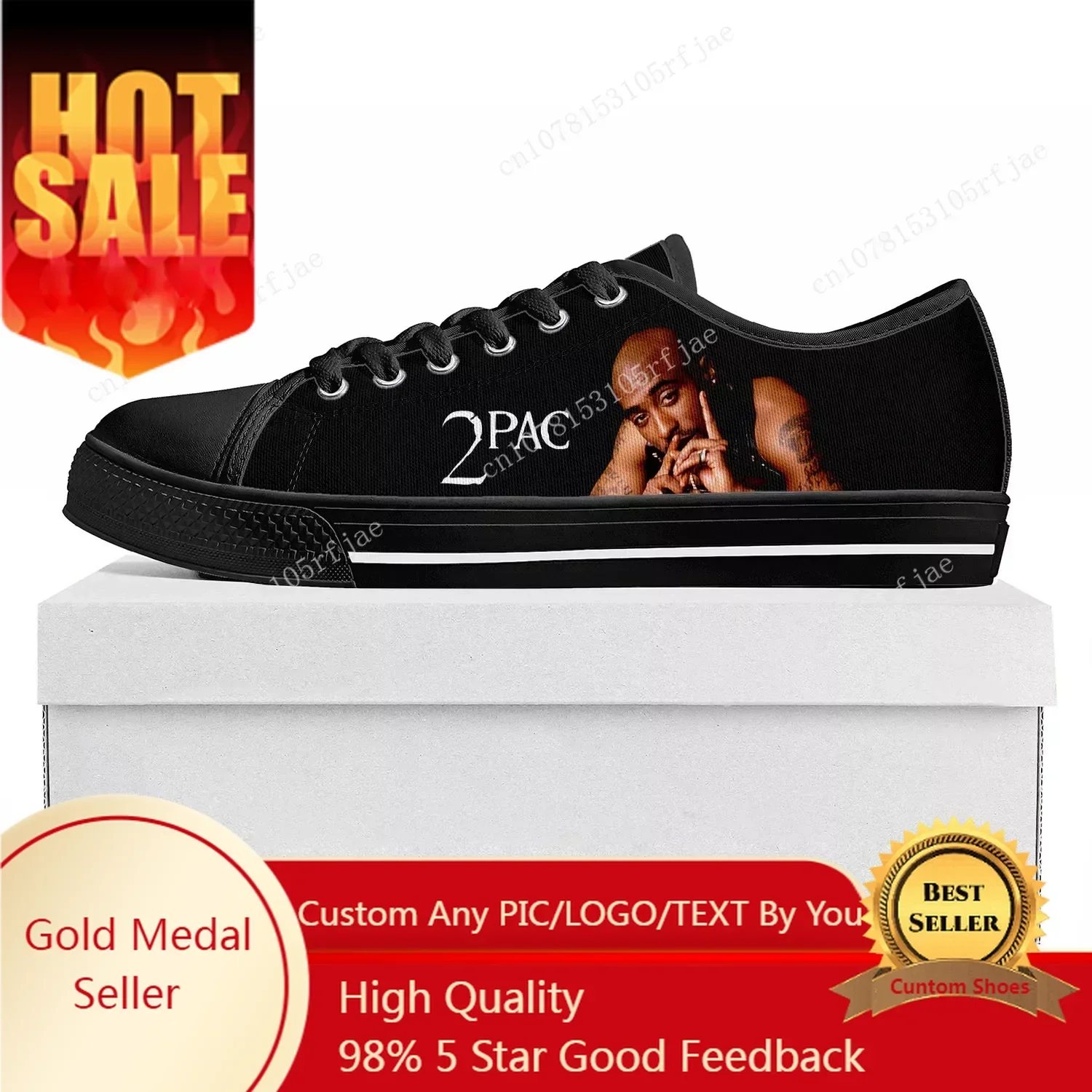 2Pac Hip Hop Rapper Tupac Pop Low Top Sneakers Mens Womens Teenager Canvas Sneaker Couple Shoes Custom Shoe Black