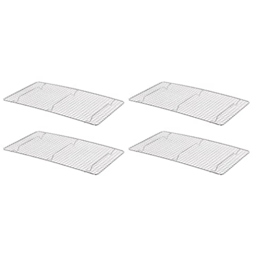 

18"x 10" Full Size Rectangular Wire Pan Grate Chrome-Plated Set of 4 -Fits Full Size Sheet Pans Cookie Pans Cooling Rack Baking