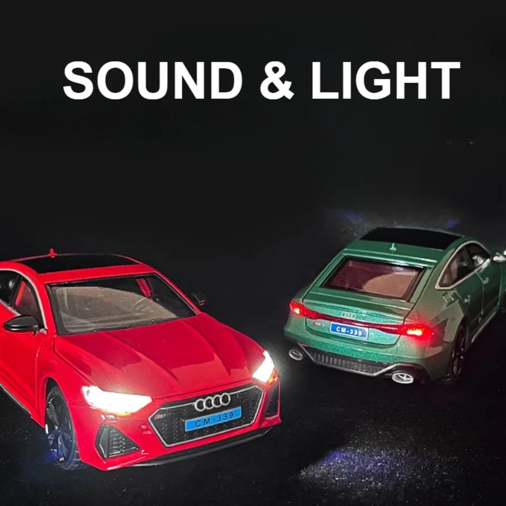 1:24 Audi RS7 Modello di Auto Giocattolo In Lega Pressofuso Suono Luce Assorbimento Degli Urti Tirare Indietro Sportback Giocattoli Per Bambini Decorazione Della Casa Ornamento