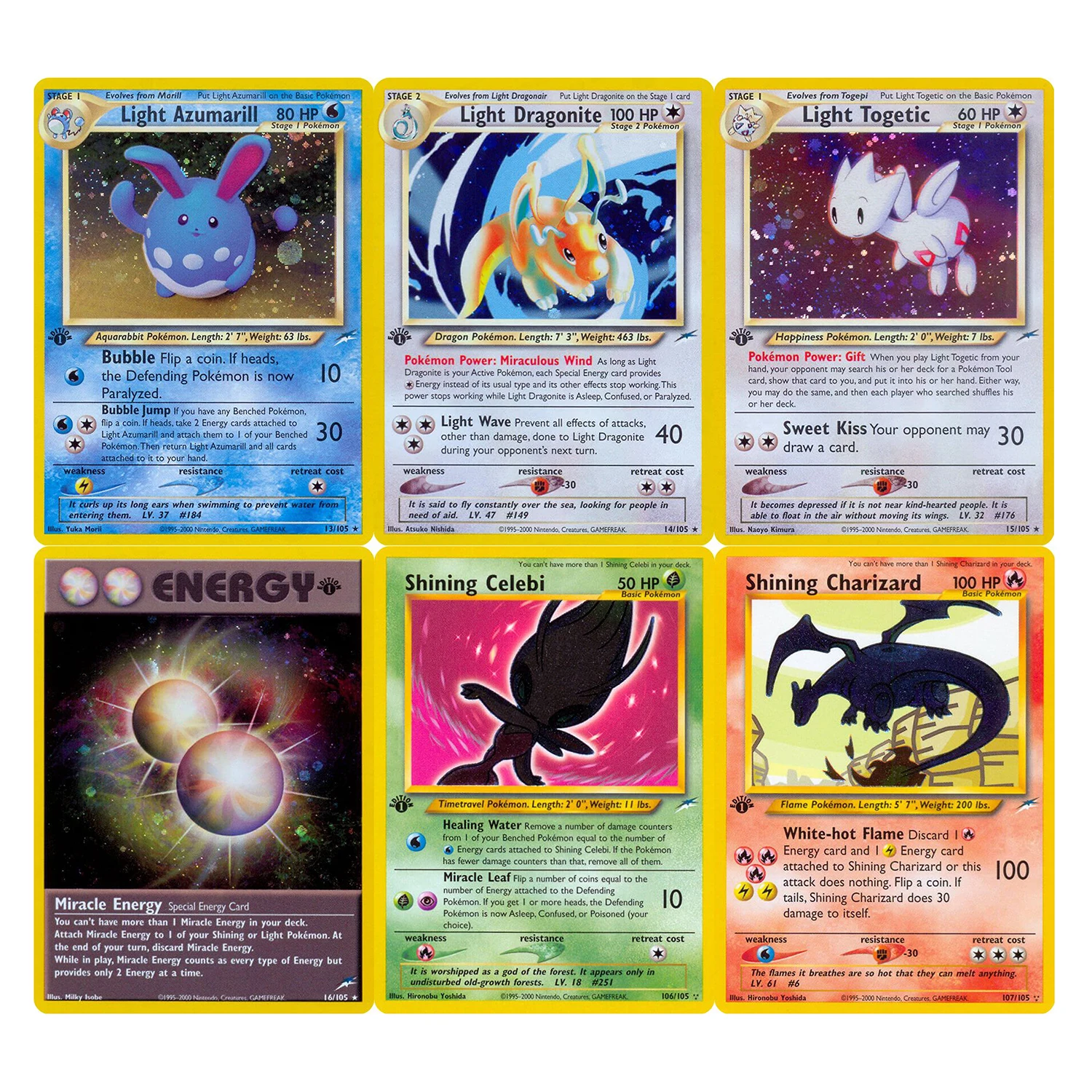 24PCS/set PKM Proxy Game Cards Neo Destiny (N4)Whole Set 1-16/106-113 Number Foil Cards Shining Celebi Shining Charizard Mewtwo