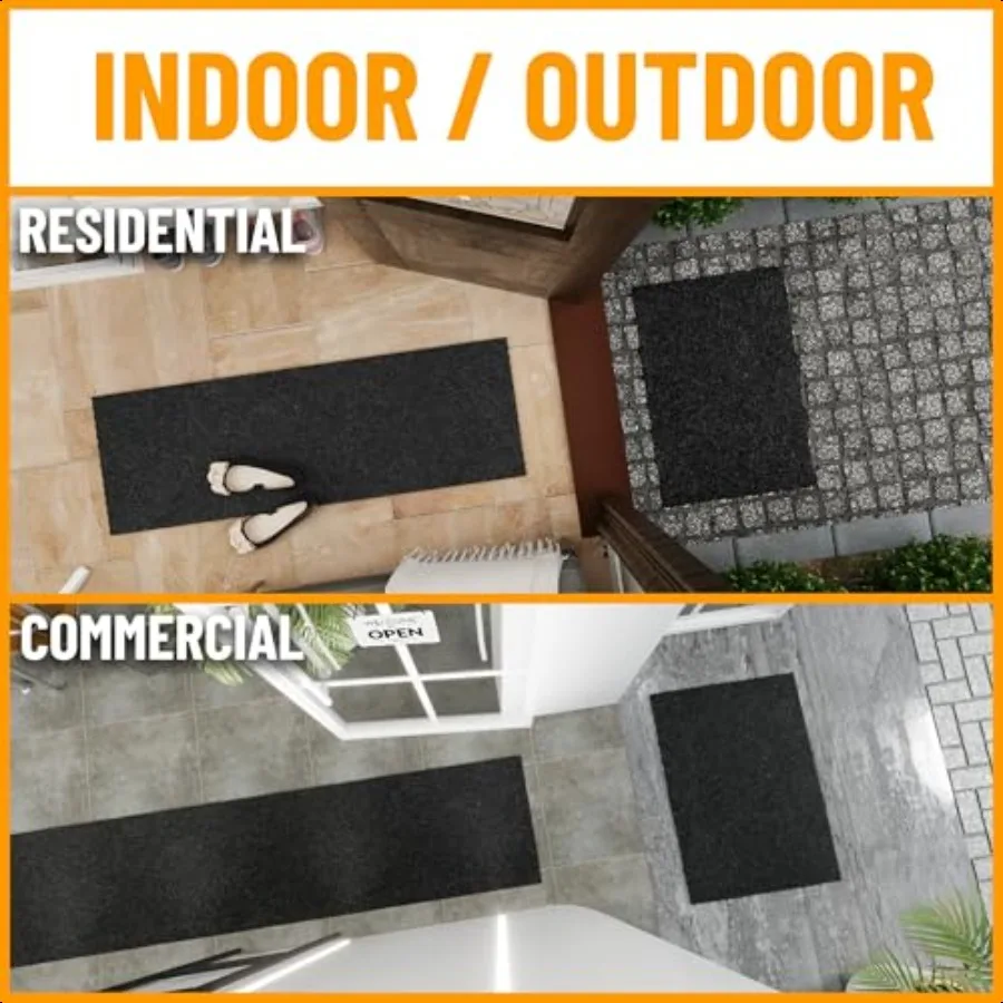 Commercial Scrape Rib Entry Mat Heavy Duty Ribbed Floor Mat for High Traffic Non Slip Rubber Back Waterproof Indoor Outdoor Use