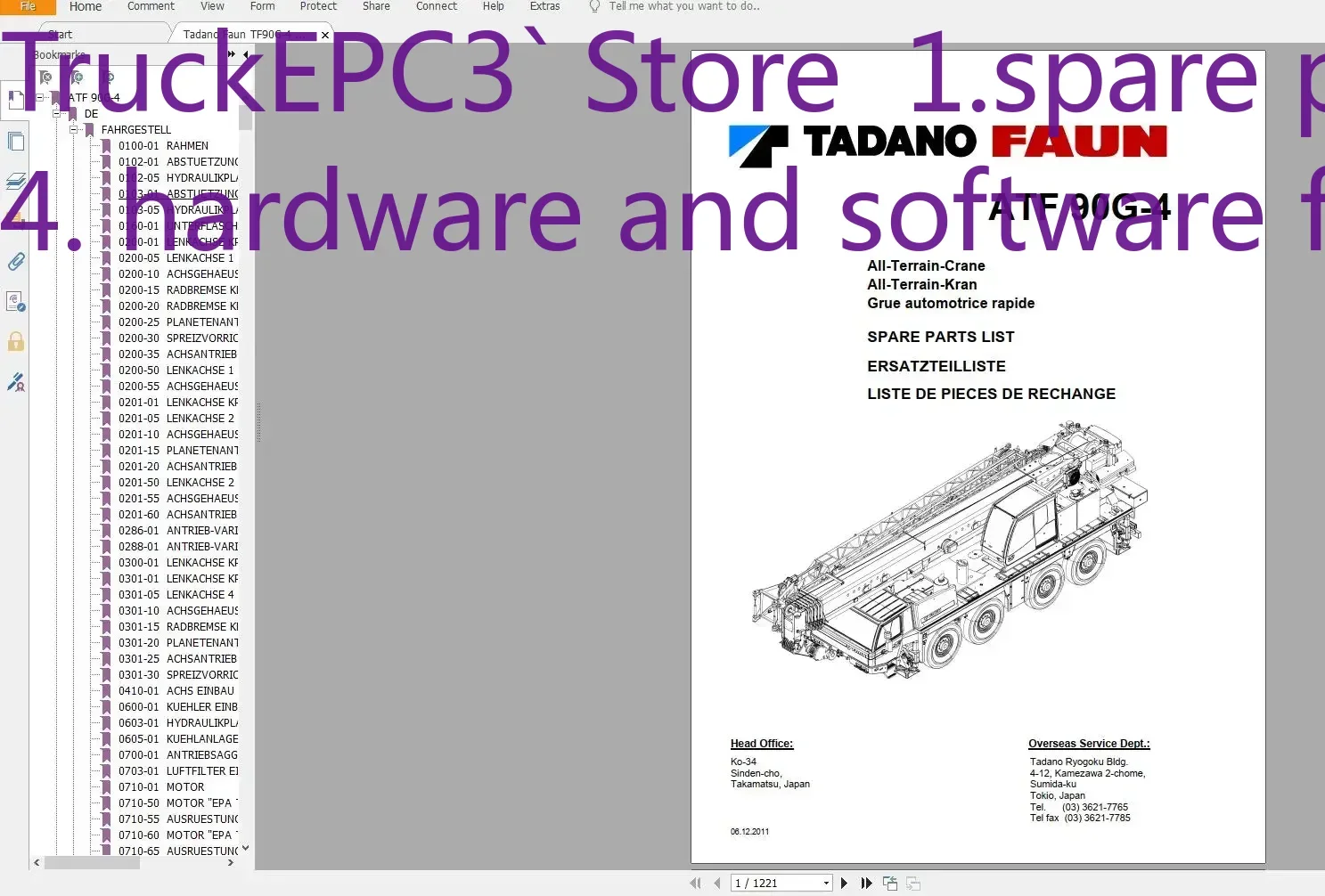 

TruckEPC3 Tadano Mobile Crane & Components Part Manual, Operator & Maintenance Manual, Service Manual 8.73GB DVD