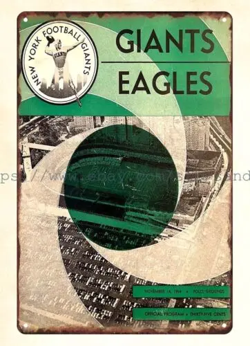 decorative home decor 1954 NY Philadelphia Football Program metal tin sign