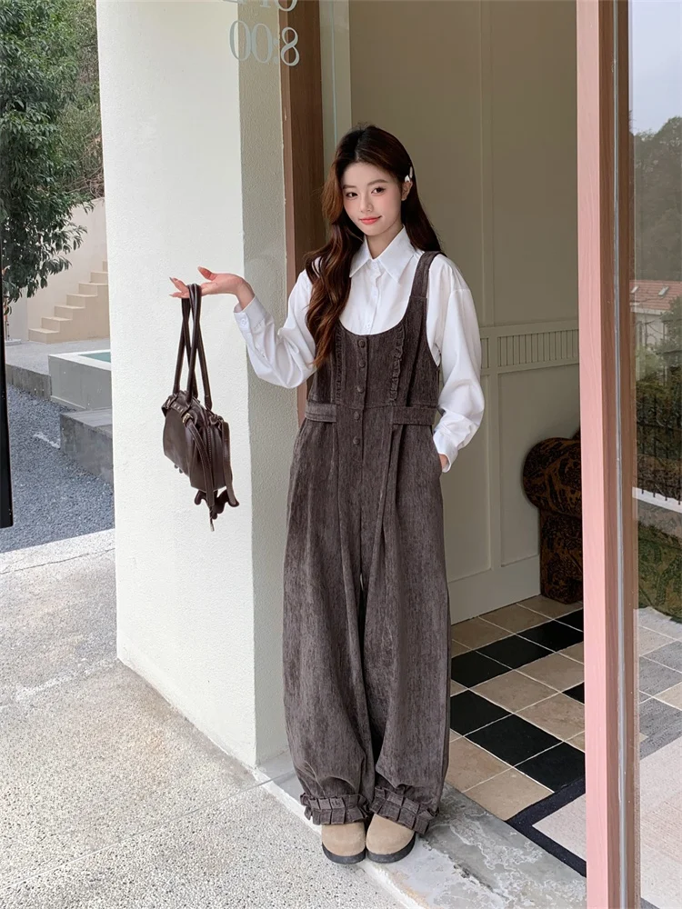 

Vintage Velvet Overalls Women's Spring Autumn 2026 New Lazy Cute Age-Defng ular One-Piece Pants Artistic Sle