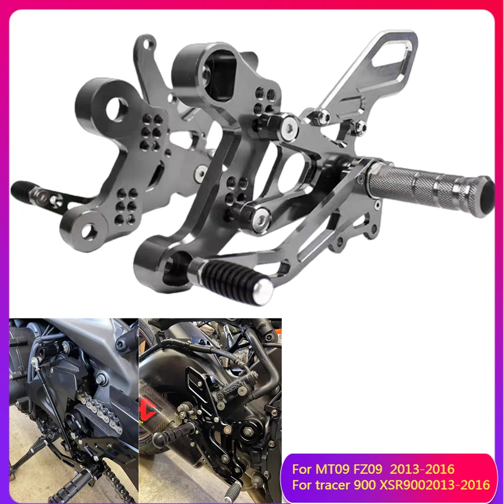 

For Yamaha MT09 FZ09 MT-09 FZ-09 Tracer 900 2013-16 Adjustable Rearsets Foot Pegs Pedal Footrest Footpegs MT 09 XSR900 Rear Sets