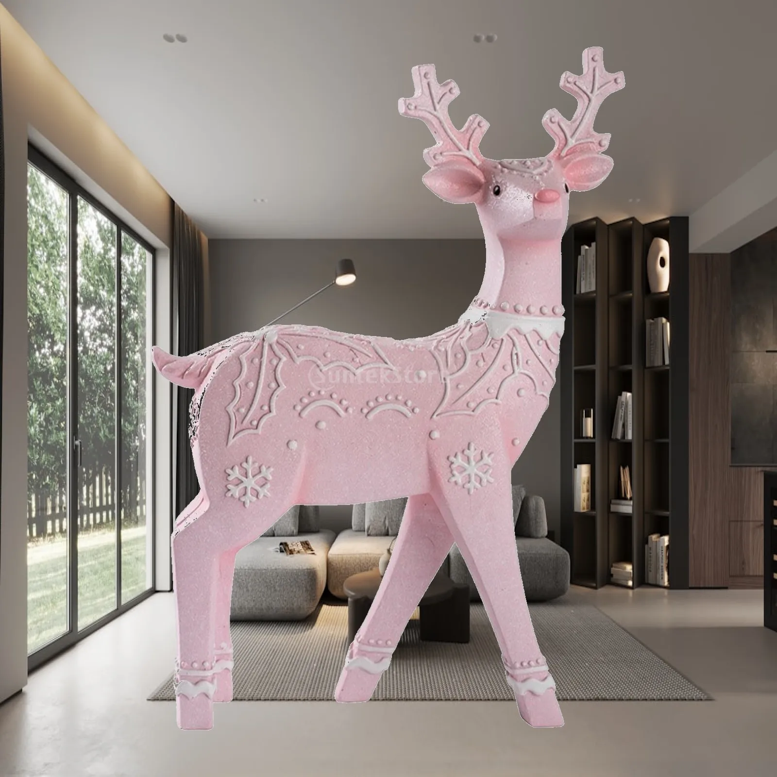 Winter Reindeer Figurine Resin Sculpture Decorative Christmas Ornaments for Home Interior Table Decor Cozy Holiday Gift