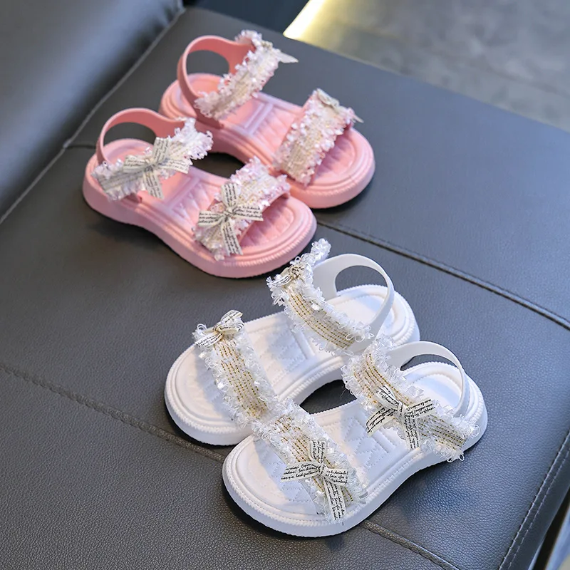 Sandali da ragazza estate per bambini antiscivolo scarpe da spiaggia principessa con suola morbida sandali alla moda per bambine