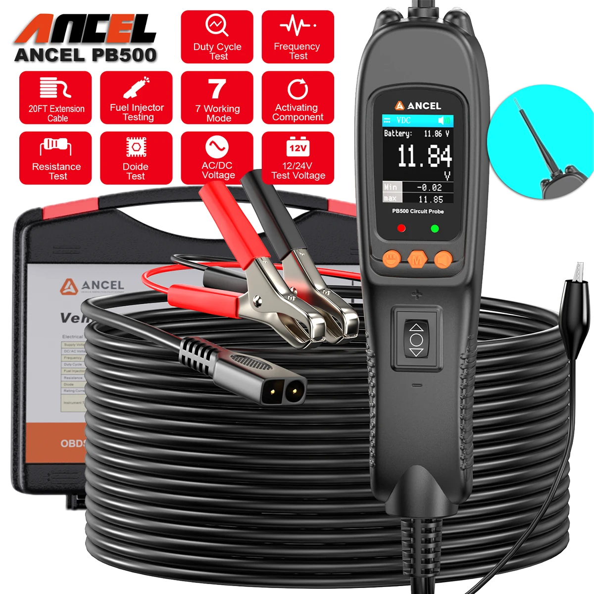 Ancel PB500 Car Power Scan Electric Circuit Tester Automotive Tools Car Multi Meter Circuit Diagnostic Tool PK PS100 OS2600