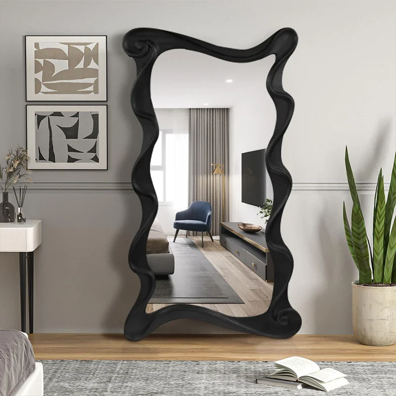 

Французское зеркало для еженормации, винтажная рамка, волнистое эстетическое зеркало в стиле фанк, нерегулярный дизайн, туалетные пинглеты, украшения для гостиной