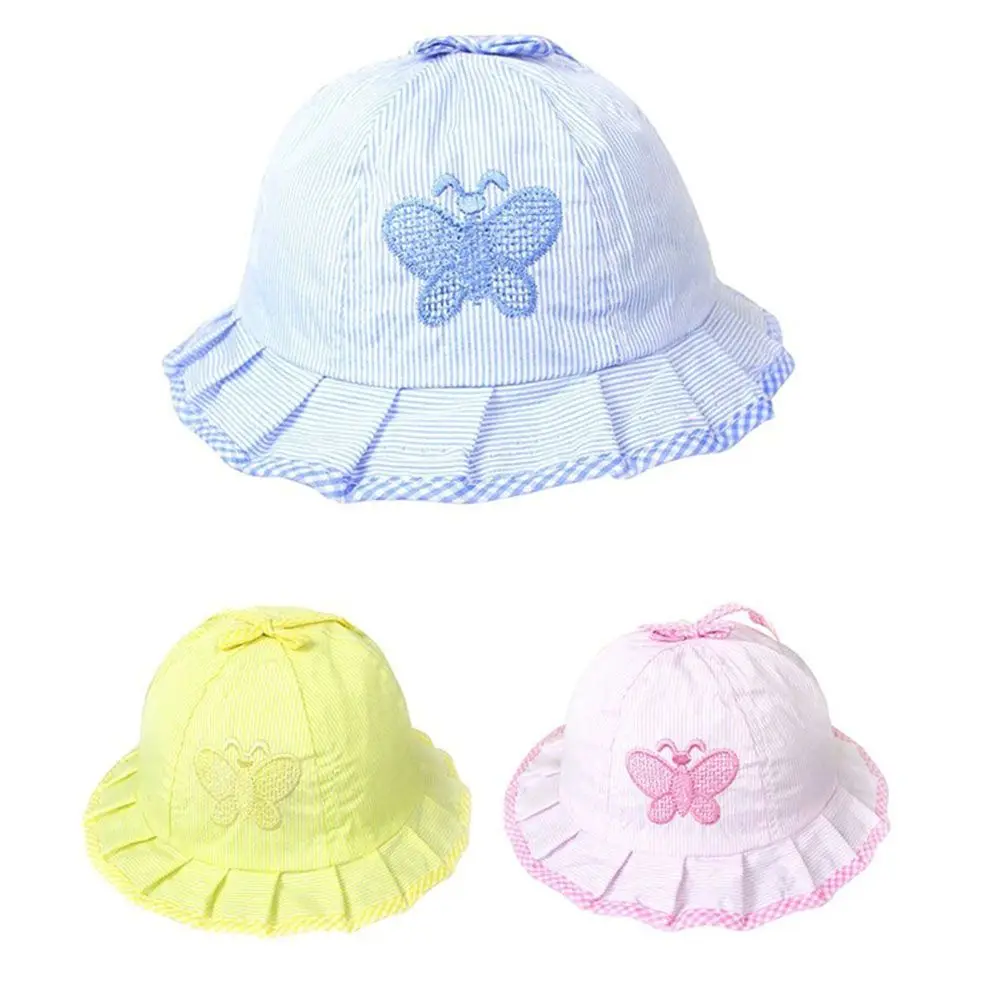 Fashion Top Selling Summer  Style for Girls Baby Cotton Caps Infant Sun Hats Cotton Baby Hats Baby Butterfly Hats DIY