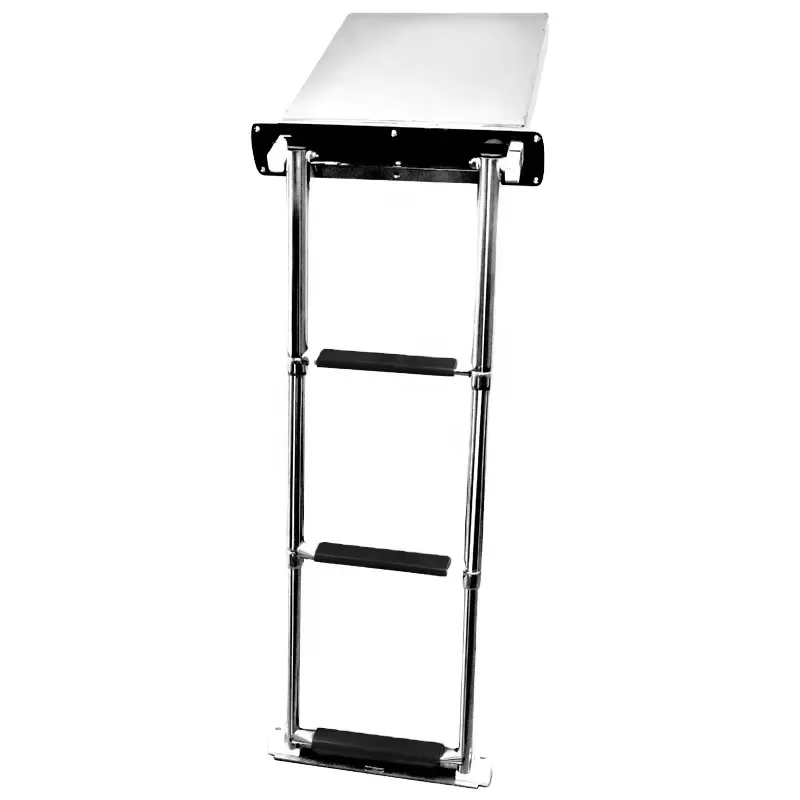 3 Step Retractable Boat Ladder Stainless Steel Heavy Duty Marine Boarding Platform Dive Tube for Yacht Swimming Pool Dock