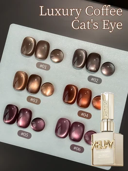 15ml 6Colors Luxury Coffee Cat's Eye Nail Gel Polish Set with Soak Off UVLED Cat Eye Gel…