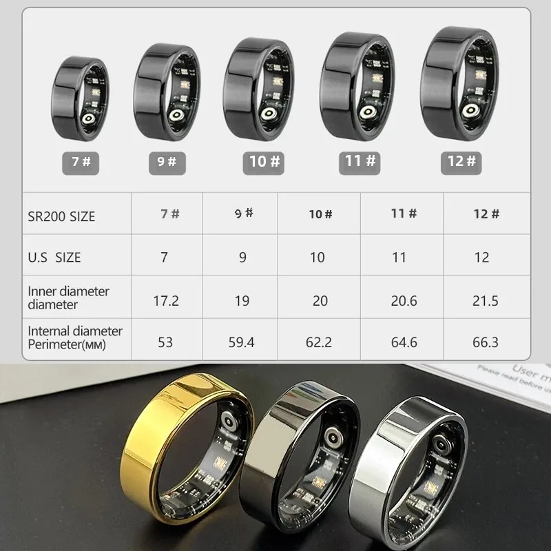 New 2024 Smart Ring Heart Rate Blood Pressure Blood Oxygen Temperature Sleep Calories Health Multilingual Fitness Tracker Rings