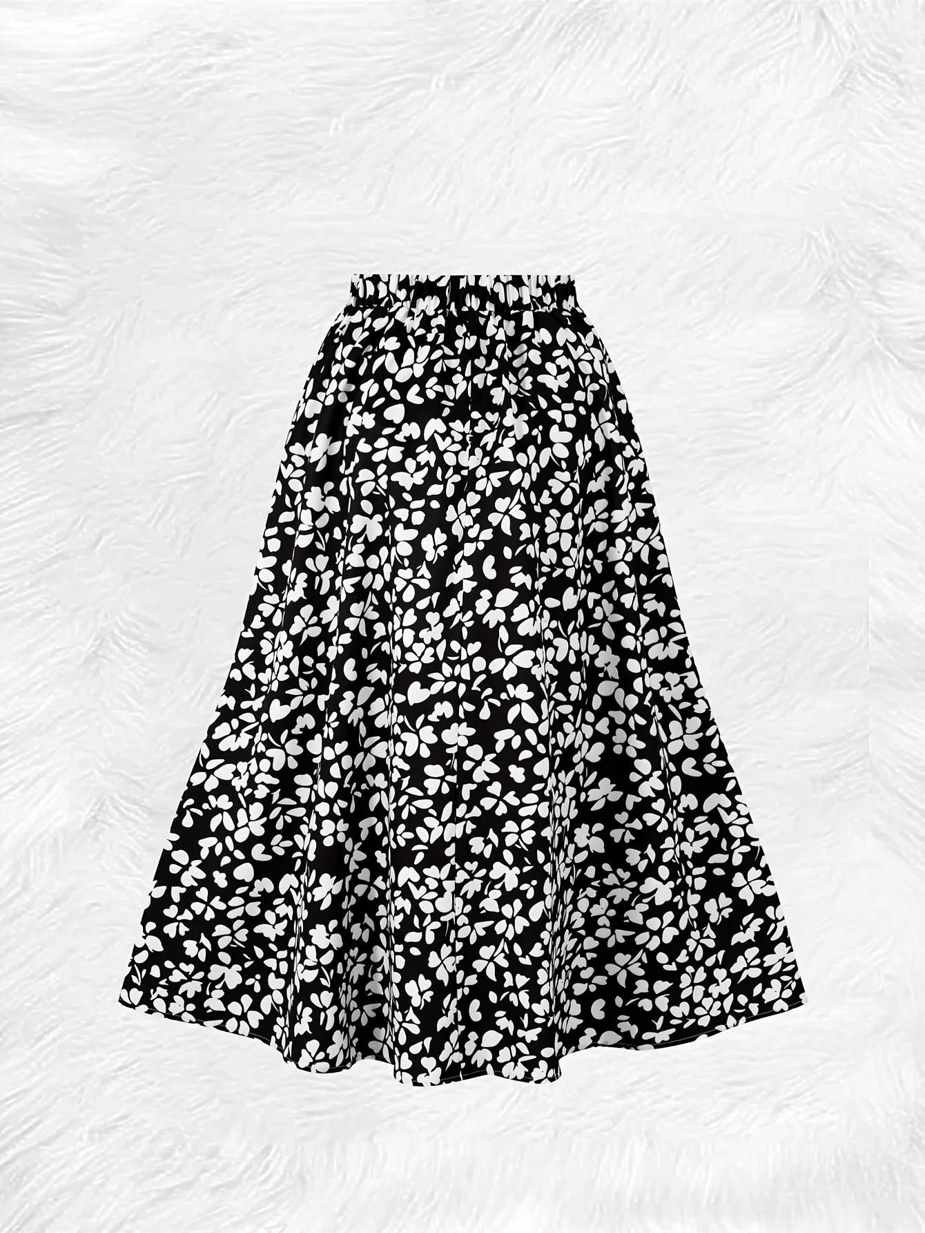 Printed Design Four Seasons Black and White Printed Pattern Casual Style Half Skirt
