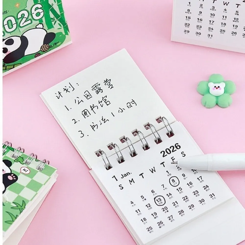 

Creative Small 2026 Desk Calendar Standing Flip Cartoon Mini Calendar Desktop Decoration Coil Calendar Gifts