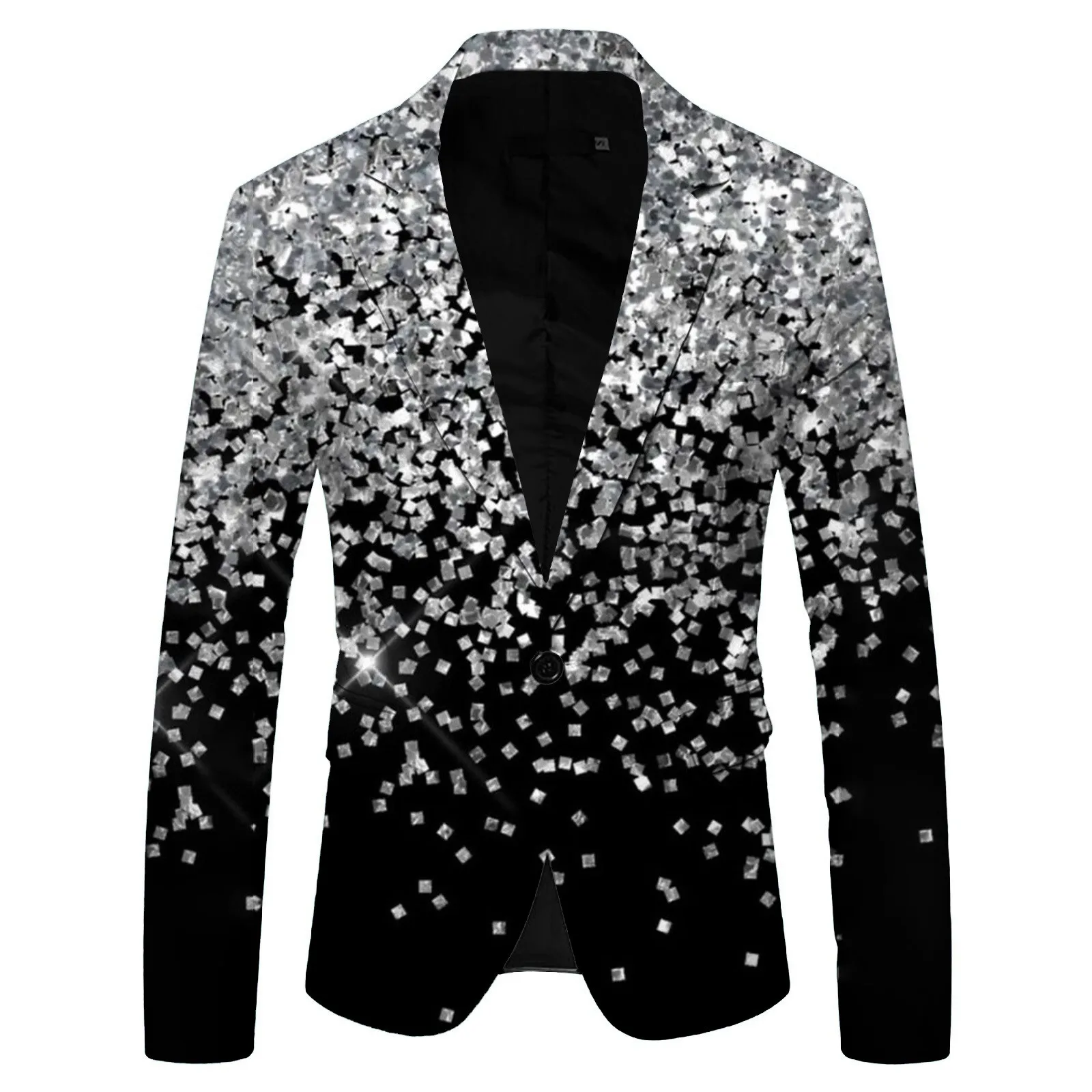 Men Blazer Design Printed Sequin Suit Jacket Dj Club Stage Singer Clothes Nightclub Blazer Wedding Party Suit Jacket