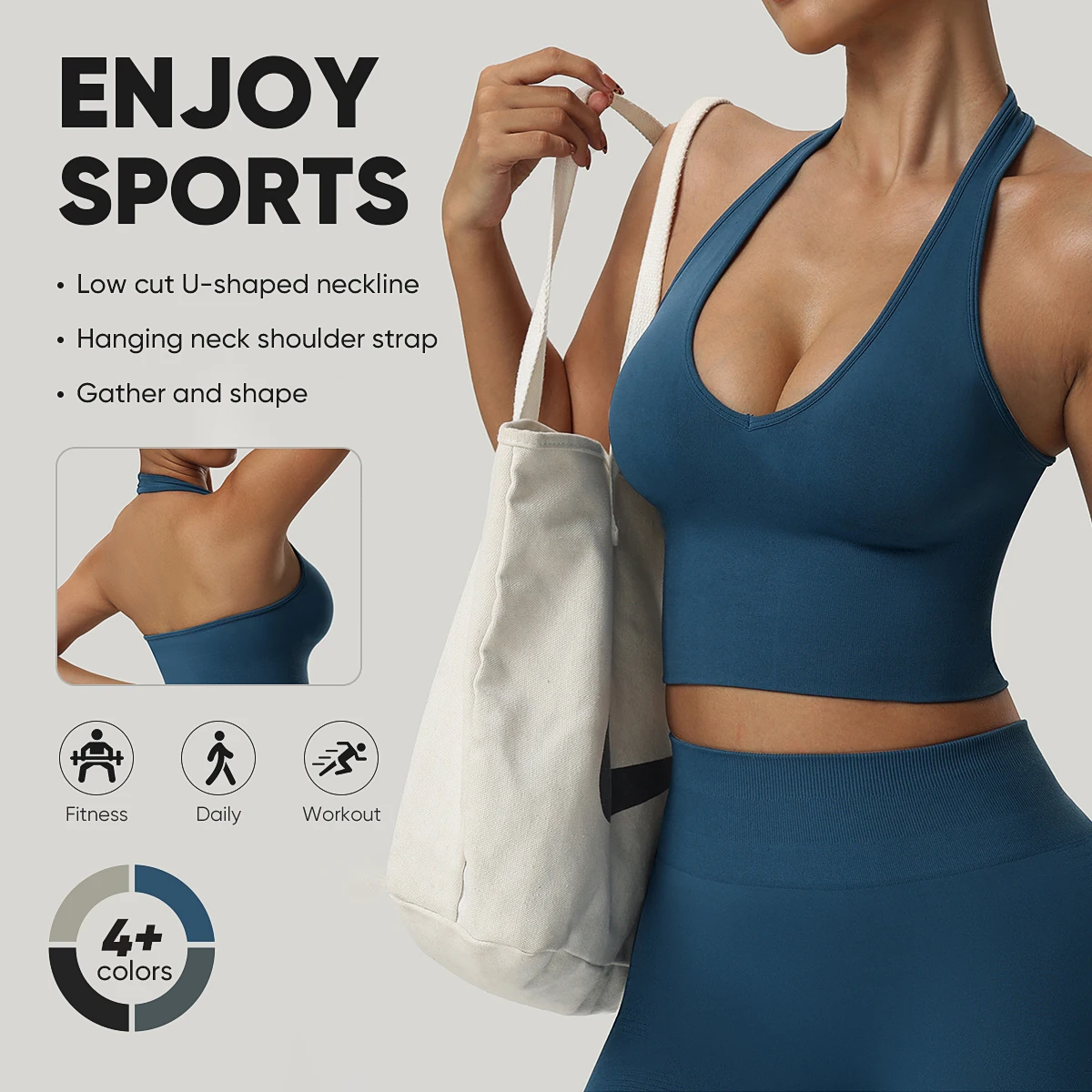 

Sports Bra Women High Support Sport Top Fitness Bras Seamless Hang Neck Yoga Bra High-Strength Shock-Absorbing Sports Underwear