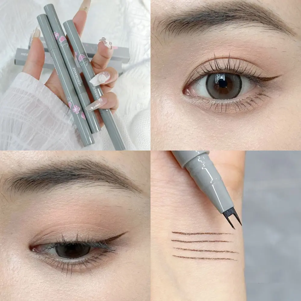 Double Tip Lower Eyelash Pencil by Herorange Super Slim Eye Liner Waterproof Anti-Smudge Dual Pronged Bottom Eyelashes Pen