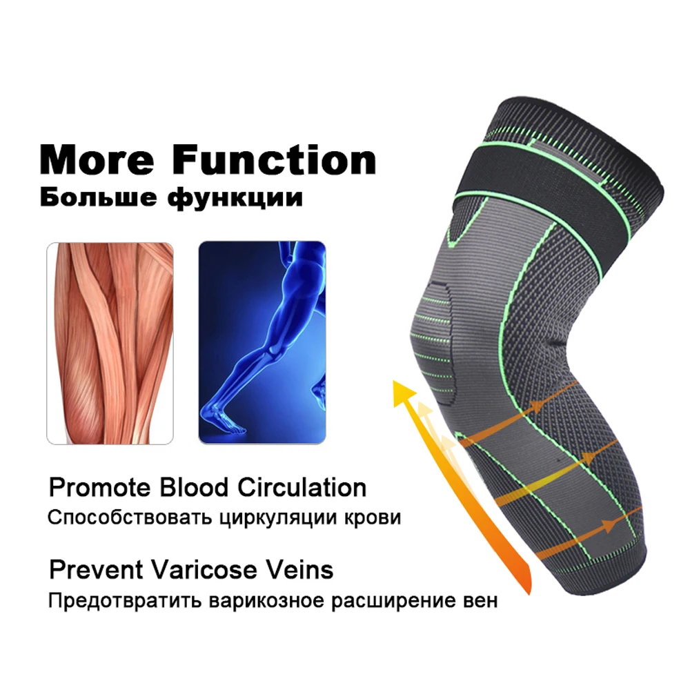 1Pcs Adjustable Full Leg Sleeves Basketball Long Compression Knee Sleeve Women Men Sports Knee Protection Leg Sleeve with Strap