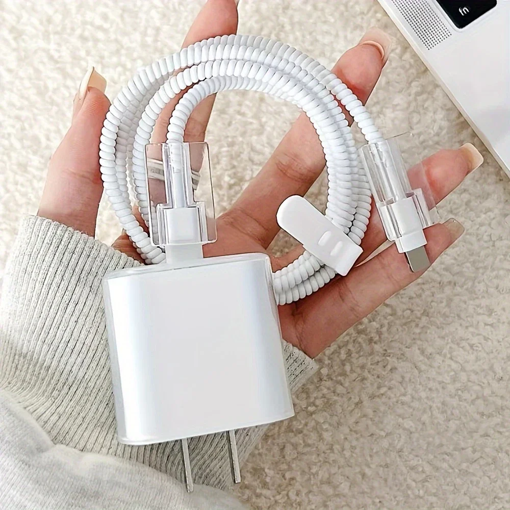 Capa Protetora Transparente Macia para iPhone 15 16 17 18/20W, Carregador Rápido, Organizador de Cabo USB, Capa Protetora