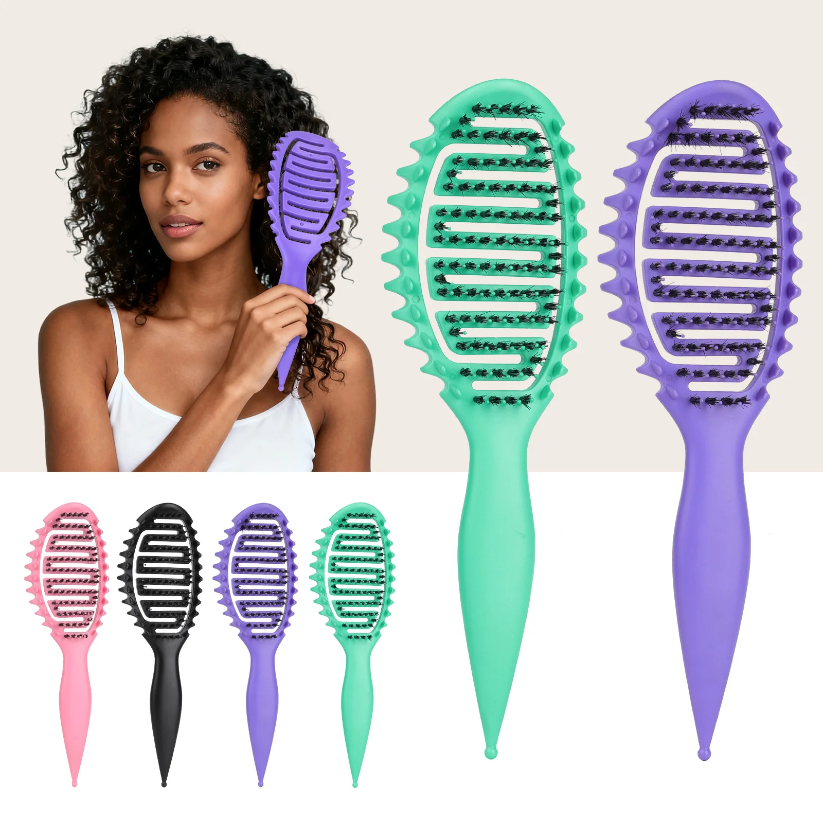 تصفيف فرشاة شعر مجعد صالون مدلك فرشاة تسريح وفك تشابك فرشاة تجفيف مكافحة ساكنة منحني تنفيس فرشاة تدليك فروة الرأس مشط #1