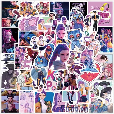 55 st KPop Demon Hunters-klistermärken Demon Hunters födelsedag DIY-klistermärken scrapbooking telefonbagage skateboard vattentät dekal 10 best sales m-klistermärken - №1