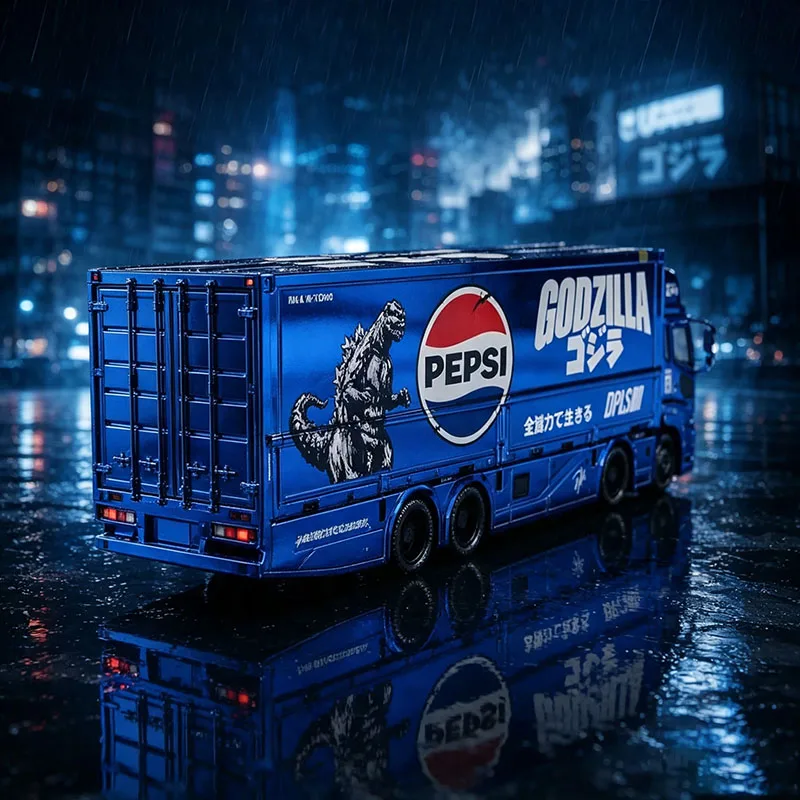 Gcd 1:64 Godzilla X Pepsi Co‑Branded Livery Container Truck