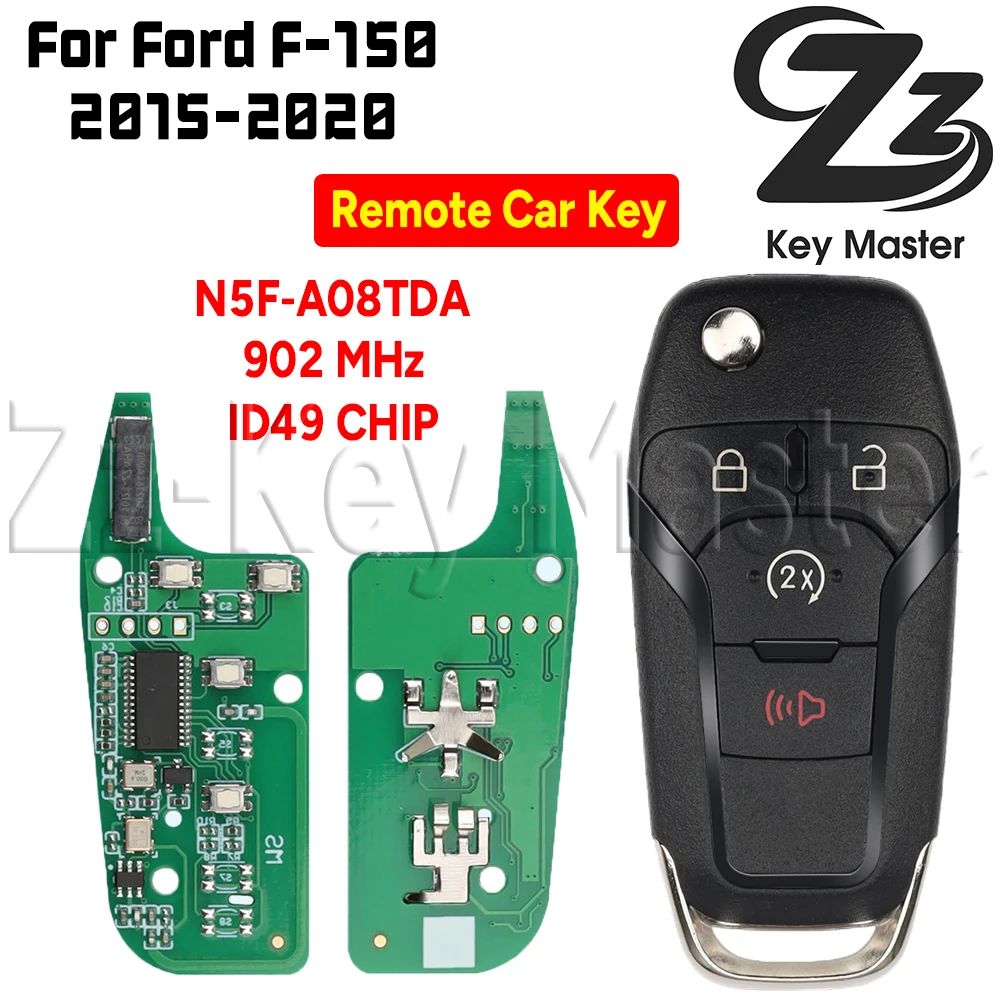 

Zz Key Master Car Key 2015-2019 N5F-A08TDA ID49 CHIP 902 МГц для Ford Fusion Raptor Ranger F150 F250 F350 F450 Flip Folding