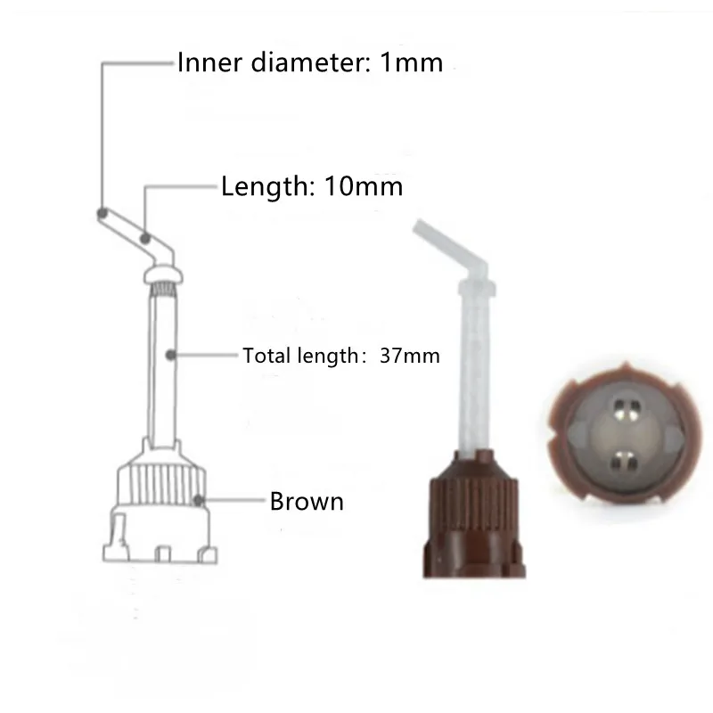 Puntas de mezcla de Material de impresión Dental desechable, boquillas de cabezal de mezcla de transporte de goma de silicona, tubo de mezcla,