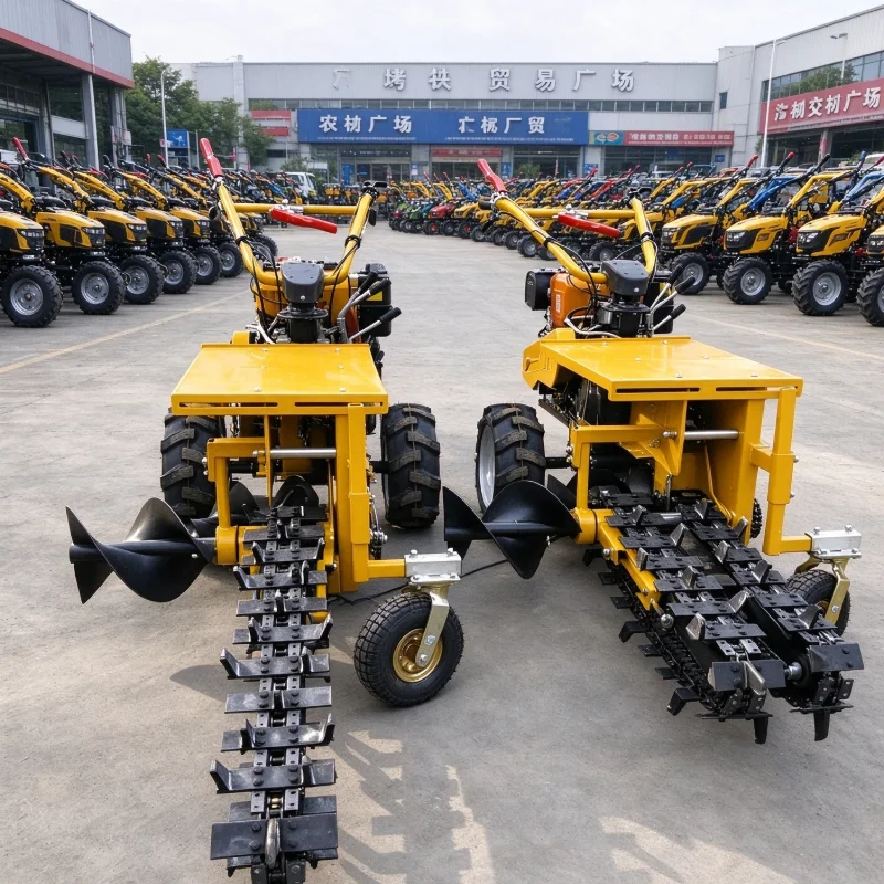 Ditcher Trenching Machine Trench Digger Chain Trencher Walk Behind Self Propelled Agricultural For Farm Pipeline Grooving