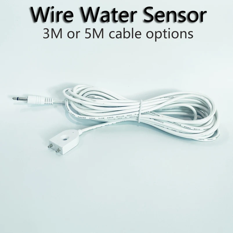 3M/5M Wired Water Leakage Alarm Detector Water Sensor NO Signal Cable For WIFI Water Sensor With Two Metal Poles