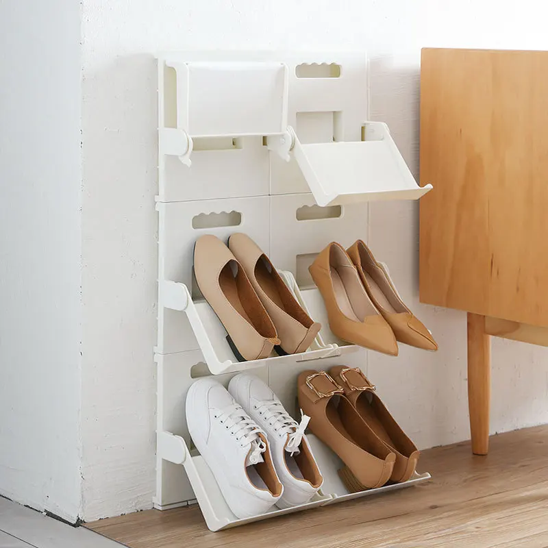 Foldable Vertical Shoe Rack Without Drilling Easy Assembly Suitable For Entrance And Bathroom Wall Mounted Slippers Storage