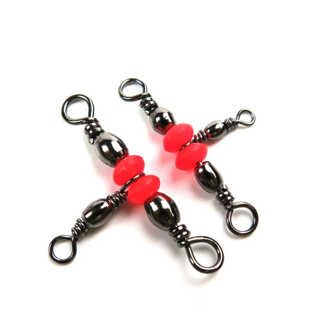 

50pcs Eight-character Connection Ring Hard Metal Fishing Swivel 12x14 Flexible Rotation Strong Pull 3 Way Barrel Link