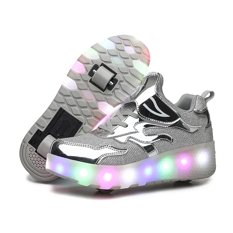 Kid Roller Skate Shoes size30-40 2 Wheels Child Deform Sneakers Outdoor Sport Deformation Parkour Boy Girl Youth Gift