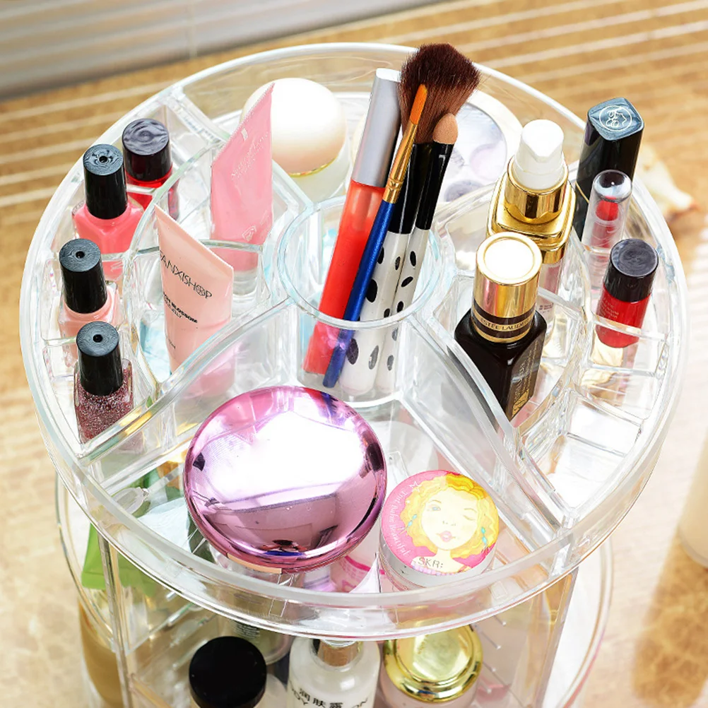 

Chic 360-Degree Rotating Makeup Organizer Clear Storage Steady Base Silent Rotation Adjustable Trays Organizer