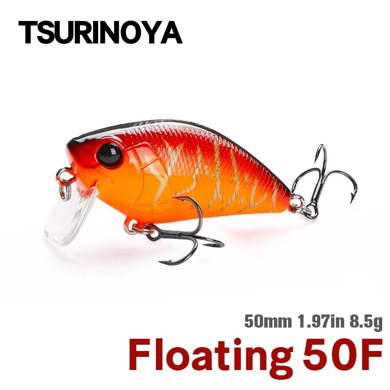 TSURINOYA Magician 50F 8.5g 50mm Crankbait Fishing Lure Shallow Range Floating Crank Wobblers Surface Artificial Baits Pike Bass