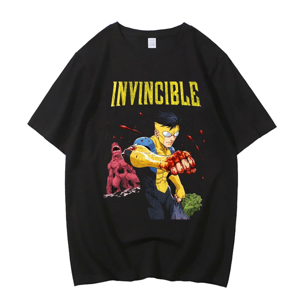 High Quality Cotton Invincible Graphic T-Shirt Mark Grayson Print T-shirt Washed T Shirt Men Women Clothing Short Sleeve Tees