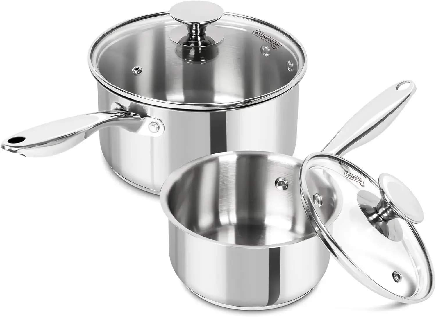 

4 Pieces Saucepan Set with Lids Nonstick Sauce Stainless Steel Pan Stainless Steel Pot Set Dishwasher Safe Induction Compatible